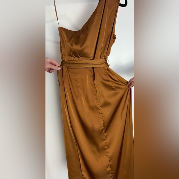 (Bronze) Celia One Shoulder Midi Dress - Picture 12 of 16